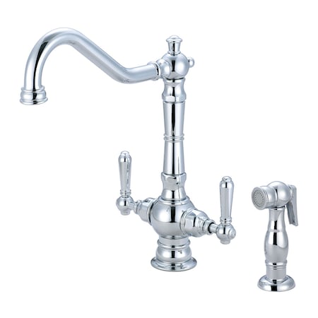Pioneer Industries Two Handle Kitchen Faucet, Compression Hose, Single Hole, Chrome, Flow Rate (GPM): 1.5 2AM401